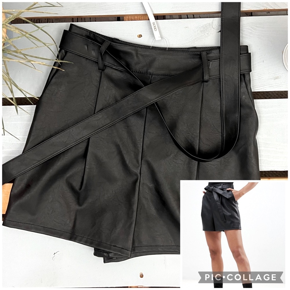 NWT ASOS Design Tailored Paperbag Leather Look Shorts Size 4